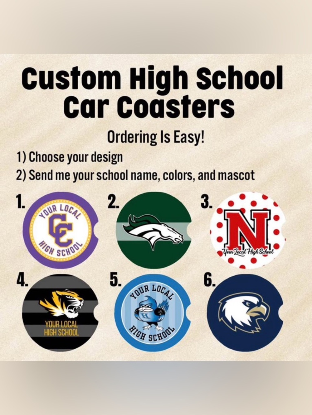 High School Car Coasters - Set of 2